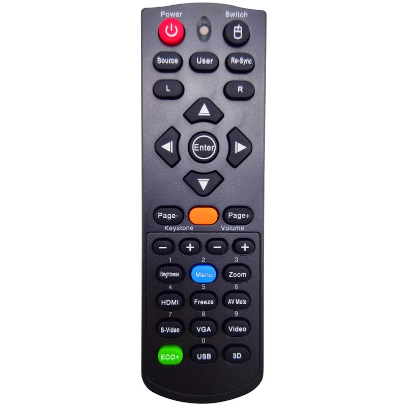 INTECHING BR-5043N Projector Remote Control for Optoma DS328 DS330 DW326e DX326 DX328 DX330 DX5100 EH501 EW420 GT760 GT760A H100 H180X S302 S303 W303 W303ST W501 X301 X302 X303 X305ST X501 - Image 1
